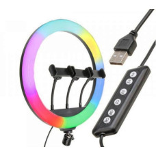 Кільцева LED лампа RGB 3 крепл.тел USB Різнокольорова кільцева світлодіодна лампа MJ36 36см