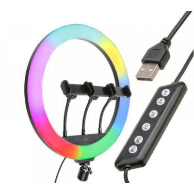 Кільцева LED лампа RGB 3 крепл.тел USB Різнокольорова кільцева світлодіодна лампа MJ36 36см