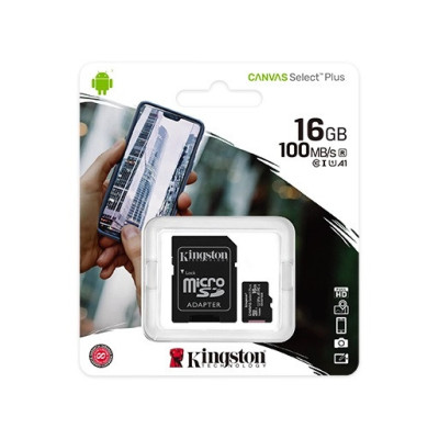 Карта памяти Kingston microSDXC 16GB Class 10 UHS I U1 V10 A1 с SD адаптером для телефонов камер и видео