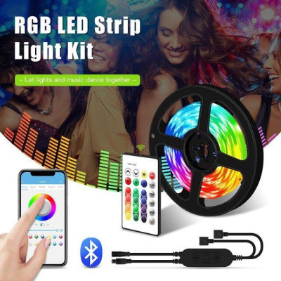Світлодіодна стрічка 5 м RGB блютуз світломузика USB 5V комплект підсвітка LED 5050