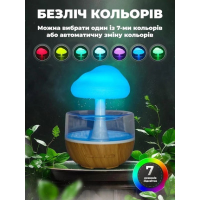Зволожувач повітря RGB підсвітка зволожувач іонізатор Грибок з ефектом дощу