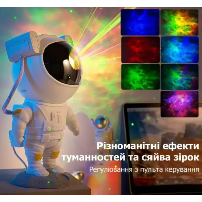 Проектор звездного неба астронавт Светильник Космонавт на подставке с Пультом