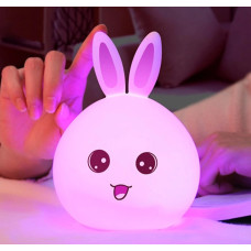 Нічний LED RGB світильник силіконовий Зайчик з акумулятором