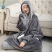 Толстовка плед теплий з капюшоном та рукавами Huggle Hoodie Blanket для затишних вечорів сірий