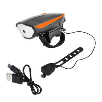 Велофара с сигналом 7588 выносная кнопка Waterproof Li-Ion аккум. ЗУ microUSB