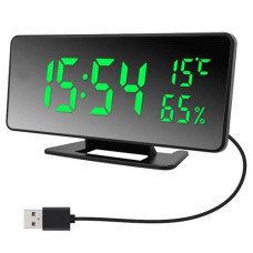 Годинник мережевий VST 888Y 4 зелений дисплей температура вологість USB електронний настільний будильник