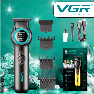 Професійна триммер для стрижки волосся та бороди VGR V-990 TURBO режим LED дисплей керамічне лезо