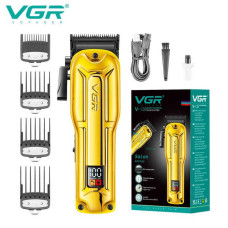Акумуляторна машинка для стриження (clipper) VGR V-138 GOLD, 4 насадки, 7000 RPM, 2500 mAh, LED display