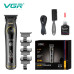 Триммер VGR V-299 BLACK, 4 насадки, 9000RPM, 2000 mAh, 5 уровней скорости, LED display