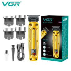 Акумуляторна машинка для стриження (clipper) VGR V-904 GOLD, 4 насадки, 2000 mAh, LED display