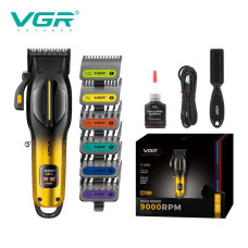 Акумуляторна машинка для стриження (clipper) VGR V-026 GOLD, 6 насадок, 9000 RPM, LED display