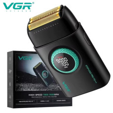 Електробритва VGR V-378 BLACK шейвер, подвійне лезо + тример, регулювання потужності 7000-9000 RPM, LED