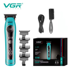 Тример VGR V-299 BLUE, 4 насадки, 9000RPM, 2000 mAh, 5 рівнів швидкості, LED display