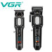 Комплект VGR 2 в 1 V-600&900 BLACK, акумуляторна машинка для стриження (clipper) і тример, 10 насадок, LED