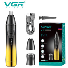 Тример VGR 2 в 1 V-619 GOLD, 2 насадки — тример для носа, шейвер