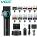 Акумуляторна машинка для стриження (clipper) VGR V-001 BLACK, 10 насадок, 9000 RPM, 4600 mAh, LED light, LED