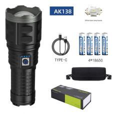 Ліхтар AK138 WHITE LASER LED PM60-TG, 4х18650, power bank, індикація заряду, ЗП Type-C, zoom, Box