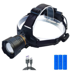 Ліхтар налобний 8078-P360, 1 режим, 3x18650, ЗП Type-C, zoom, Box