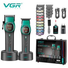 Комплект VGR 2 в 1 V-885 S2 GREEN, акумуляторна машинка для стриження (clipper) і тример