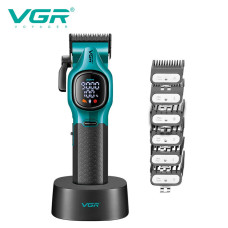 Акумуляторна машинка для стриження (clipper) VGR V-886C GREEN, LED display, 9000RPM