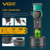 Акумуляторна машинка для стриження (clipper) VGR V-885C GREEN, 10 насадок, LED display