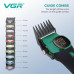 Акумуляторна машинка для стриження (clipper) VGR V-885C GREEN, 10 насадок, LED display