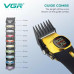 Акумуляторна машинка для стриження (clipper) VGR V-885C GOLD, 10 насадок, LED display