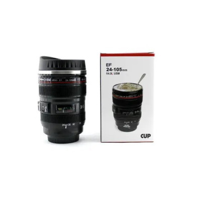 Термос Термокружка с крышкой 300 мл Термо Чашка в стиле объектива Canon EF 24-105