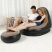 Надувний диван з пуфом Надувне велюрове крісло з пуфиком 116х98х83 см Air Sofa Comfort